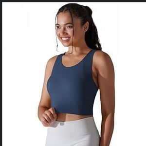 Avia Dusty Blue Sport Bra Padded Sz.M Double Layer Racer Back D-DD